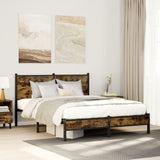 Metal Bed Frame without Mattress Smoked Oak 137x190 cm 4007813