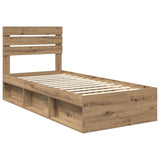 Bed Frame Artisian Oak 100 x 200 cm Solid Pine Wood 3411454