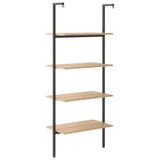 4-Tier Leaning Shelf Light Brown and Black 64x35x152.5 cm 336382