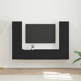 TV Cabinet Set 6 pcs Black Engineered Wood 3409106