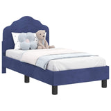 Toddler Bed Frame with Headboard Police Blue 70 x 140 cm Velvet 42010935