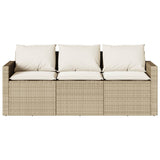 2 Piece Garden Dining Set with Cushions Beige Poly Rattan 366332