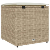 Cushion Box with Storage Beige 50 x 50 x 50 cm Poly Rattan 365412