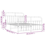 Metal Bed Frame without Mattress with Footboard Black 140x190cm 352596
