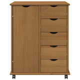 Rolling Cabinet Honey Brown 63.5 x 39 x 79 cm Solid Pine Wood 42028360