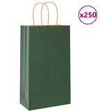 Paper Bags 250 pcs with Handles Green 21x11x36 cm 4101729