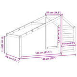 Kids' Bed Roof Wax Brown 198x87x113 cm Solid Wood Pine 846875