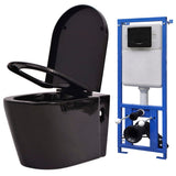 Wall Hung Toilet with Concealed Cistern Ceramic Black 3054477