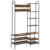 Coat Stand with Shoes Bench Smoked Oak 120.5 x 34 x 190 cm 8012040