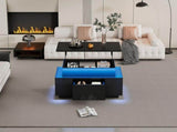 Lift-Top Coffee Table, Highgloss Centre Table with 1 drawers & LED lights, Hidden storage space, N605P388254B
