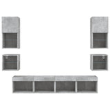 8 Piece TV Wall Units with LED Concrete Grey Engineered Wood 3216593