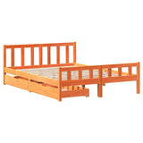 Bed Frame without Mattress Wax Brown 150x200 cm King Size Solid Wood Pine 3301591