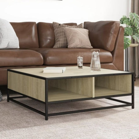 ZNTS Coffee Table Sonoma Oak 80x80x30 cm Engineered Wood and Metal 848770