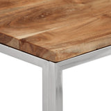 Console Table Silver Stainless Steel and Solid Wood Acacia 350015