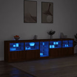 Sideboard with LED Lights Brown Oak 283x37x67 cm 3209029