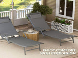 Set of Two Adjustable Back Sun Loungers - Grey T3398P320086
