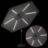 Garden Parasol with LED Lights and Base 300 x 300 cm Polyester 42036269