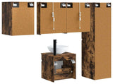 Bathroom Cabinet Set 5 pcs Smoked Oak Engineered Wood 3407355