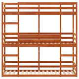 Triple Bunk Bed without Mattress Wax Brown 80x200 cm Solid Wood Pine 3284253