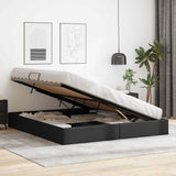 Storage Bed with Mattress Black 160 x 200 cm Faux leather 3369953