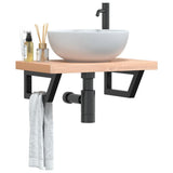 Basin Shelf Wall Mounted Steel and Solid Wood Beech 3302363