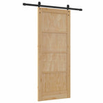 Sliding Door Manual Natural and black 83 x 202 cm 3333280