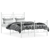 Metal Bed Frame without Mattress with Footboard White 120x200cm 374404