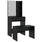 Dressing Table Set with LED Black Engineered Wood 3114132
