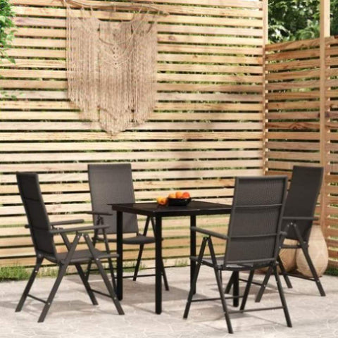 5 Piece Garden Dining Set Black 3099102