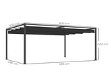 4 x 3m Metal Pergola, with Retractable Canopy Roof - Black T3398P315395