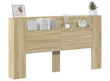 Storage Headboard with LED Sonoma Oak Engineered Wood 3418664