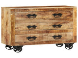 Sideboard with 3 Drawers 80x30x65 cm Solid Rough Wood Mango 351690