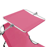 ZNTS Folding Sun Lounger with Canopy Steel Magento Pink 310327