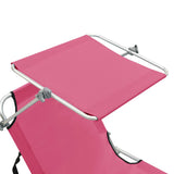 Folding Sun Lounger with Canopy Steel Magento Pink 310327