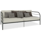 284674 DayBed Frame without Mattress Grey Metal 90x200 cm