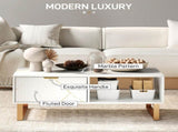 Elegant Marble Effect Storage Coffee Table - White T3398P328273