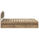 Bed Frame Artisian Oak 140 x 190 cm Solid Pine Wood 3412906