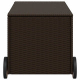 Garden Storage Box with Wheels Brown 190L Poly Rattan 365325