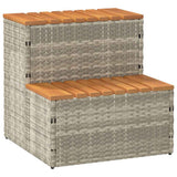 Hot Tub Step Light Grey 50x50x50,5 cm Poly Rattan and Solid Acacia 4103943