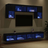 TV Wall Units with LED 6 pcs Black Oak Engineered Wood 3402964
