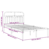 Metal Bed Frame without Mattress with Headboard White 120x190cm 376646