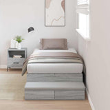Storage Bed Frame with Drawer Grey Sonoma 90 cm Engineered Wood 3335674