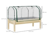 Outdoor Elevated Wood Planter Box for Herbs and Vegetables Raised Garden Bed with PE Greenhouse T3398P325085