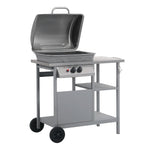 Gas BBQ Grill with 3-layer Side Table Black and Silver 47394