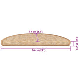 Stair Mats 15 pcs 56x17x3 cm Light Brown Half Round 326898