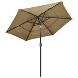 3-Tier Garden Parasol with Aluminium Pole Taupe 2.5 m 313863