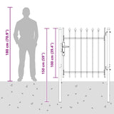 Fence Gate BOXTEL 103 x 150 cm Powder-Coated Steel Grey 42008879