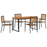 Garden Dining Set 5 pcs Black Solid Acacia Wood 3365454