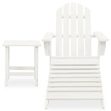 Garden Adirondack Chair with Ottoman&Table Solid Fir Wood White 315929