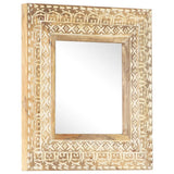 Hand-Carved Mirror 50x50x2.6 cm Solid Mango Wood 321644